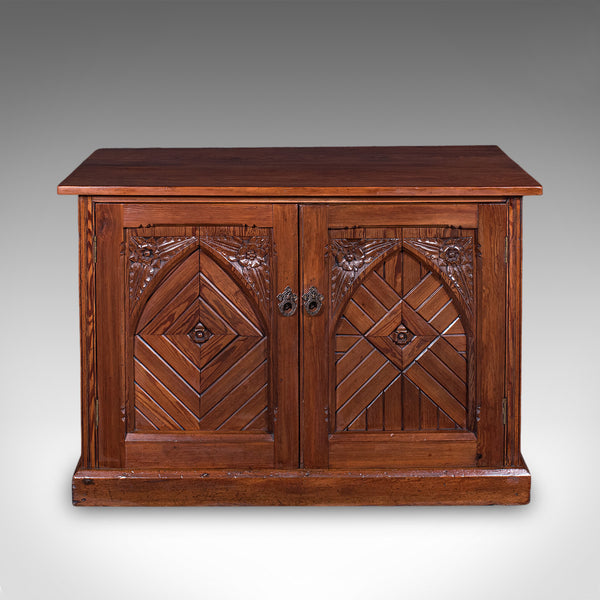 Antique Gothic Revival Cabinet, English, Storage Cupboard, Bookcase, Victorian