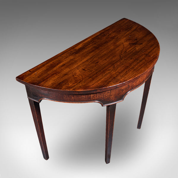 Antique Demi Lune Console Table, English, Alcove, After Hepplewhite, Georgian