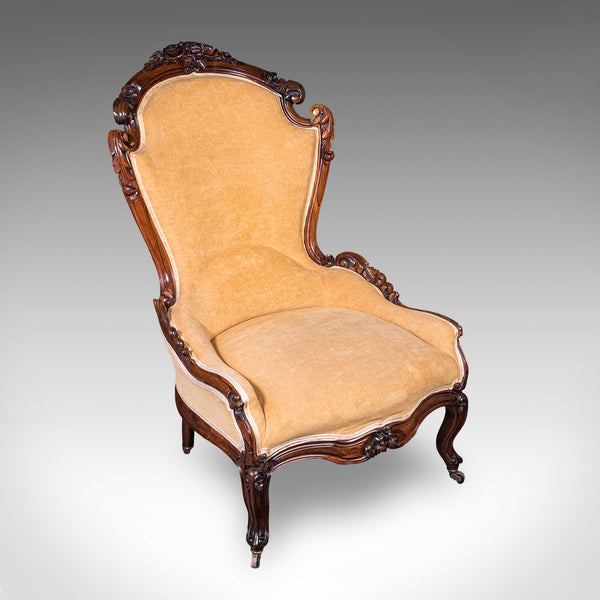 Antique Colonel's Salon Chair & Stool, English, Parlour Seat, Early Victorian
