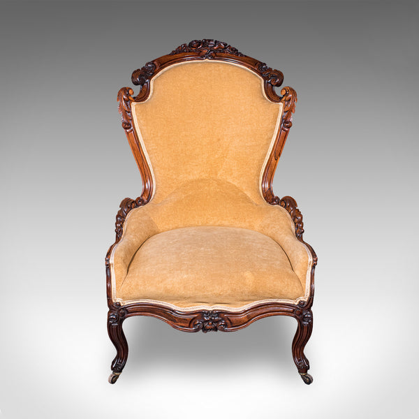 Antique Colonel's Salon Chair & Stool, English, Parlour Seat, Early Victorian