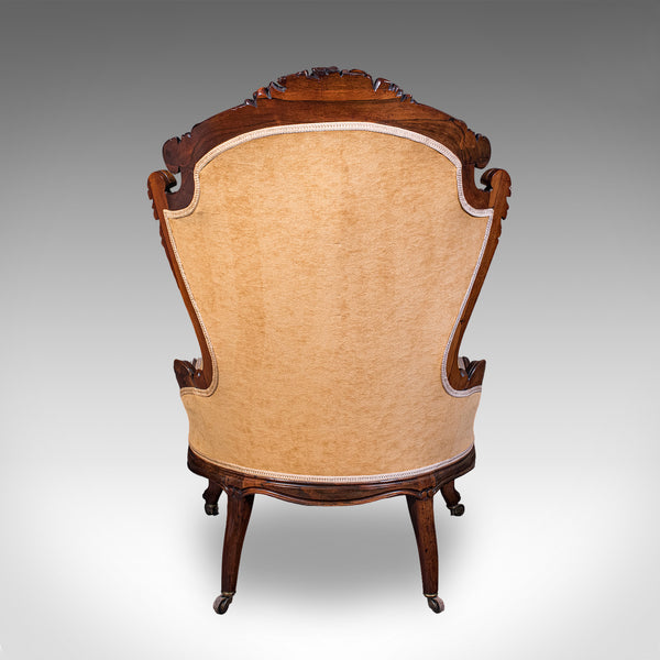 Antique Colonel's Salon Chair & Stool, English, Parlour Seat, Early Victorian