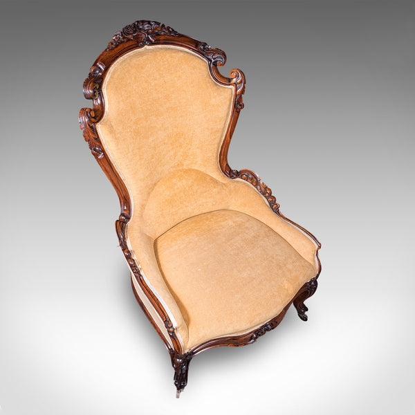 Antique Colonel's Salon Chair & Stool, English, Parlour Seat, Early Victorian