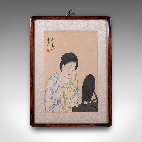 Antique Figural Woodblock Print, Japanese Art, Framed, Meiji, Yoshu Chikanobu