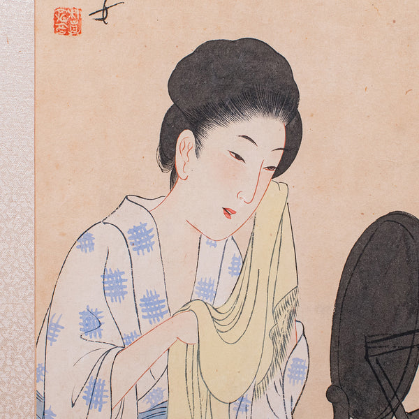 Antique Figural Woodblock Print, Japanese Art, Framed, Meiji, Yoshu Chikanobu
