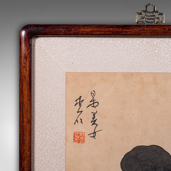 Antique Figural Woodblock Print, Japanese Art, Framed, Meiji, Yoshu Chikanobu