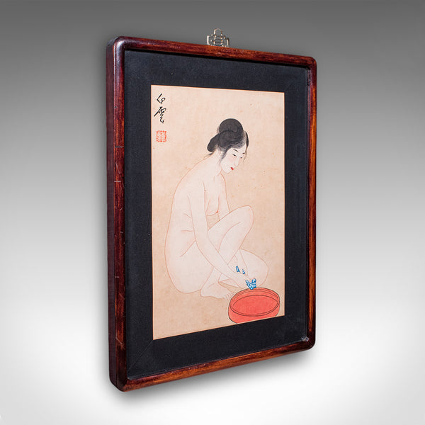 Vintage Figural Woodblock Print, Japanese, After Hashiguchi Goyo, Mid Century