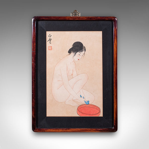 Vintage Figural Woodblock Print, Japanese, After Hashiguchi Goyo, Mid Century