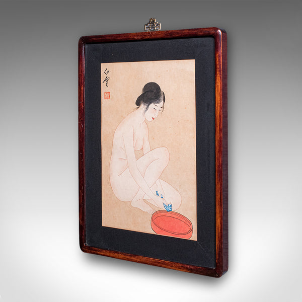 Vintage Figural Woodblock Print, Japanese, After Hashiguchi Goyo, Mid Century
