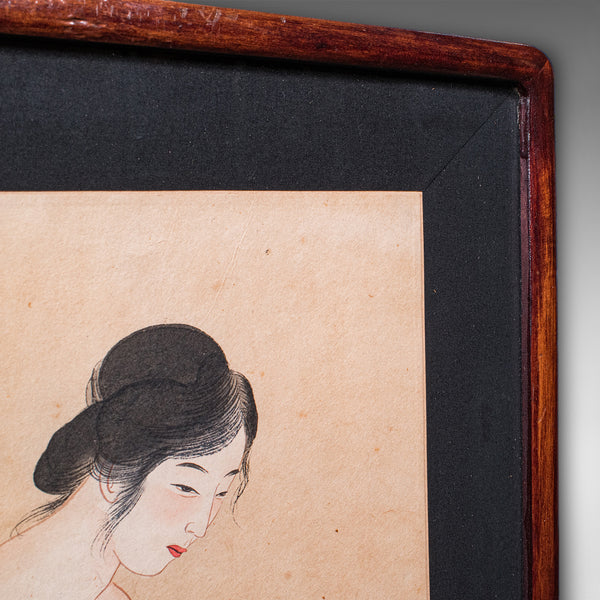 Vintage Figural Woodblock Print, Japanese, After Hashiguchi Goyo, Mid Century