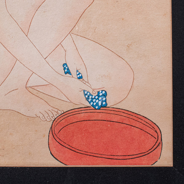 Vintage Figural Woodblock Print, Japanese, After Hashiguchi Goyo, Mid Century