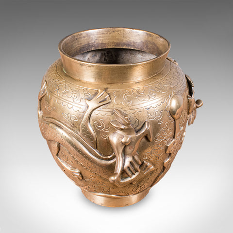 Antique Flower Urn, Oriental, Bronze, Dragon Motif, Posy Vase, Victorian, C.1900