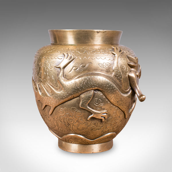 Antique Flower Urn, Oriental, Bronze, Dragon Motif, Posy Vase, Victorian, C.1900