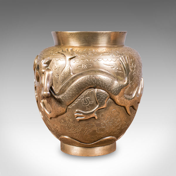 Antique Flower Urn, Oriental, Bronze, Dragon Motif, Posy Vase, Victorian, C.1900