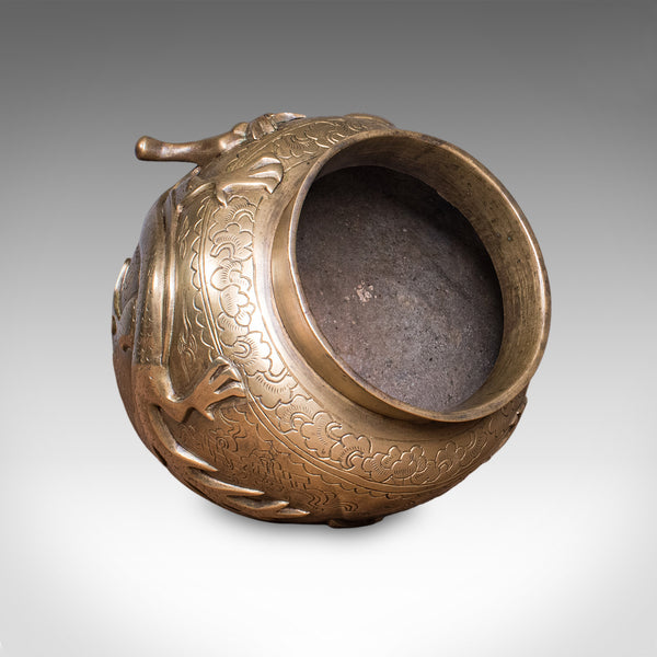 Antique Flower Urn, Oriental, Bronze, Dragon Motif, Posy Vase, Victorian, C.1900