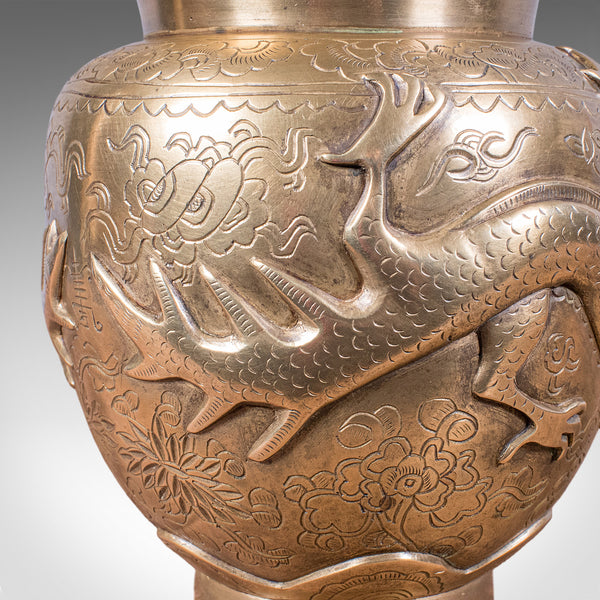 Antique Flower Urn, Oriental, Bronze, Dragon Motif, Posy Vase, Victorian, C.1900