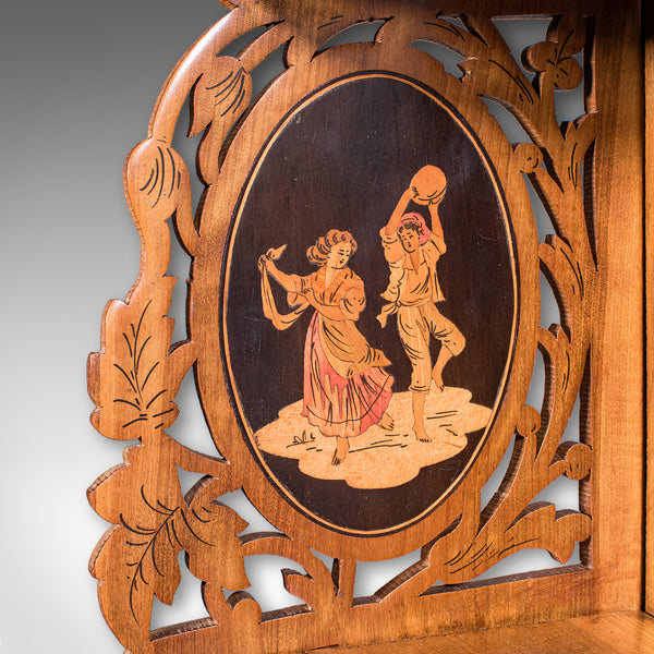 Antique Sorrentoware Corner Display Shelf, Italian, Walnut, Whatnot, Victorian