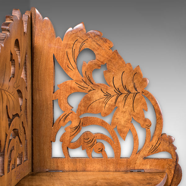 Antique Sorrentoware Corner Display Shelf, Italian, Walnut, Whatnot, Victorian
