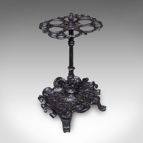 Antique Reception Hall Umbrella Stand, English, Cast Iron, Stick Loop, Victorian