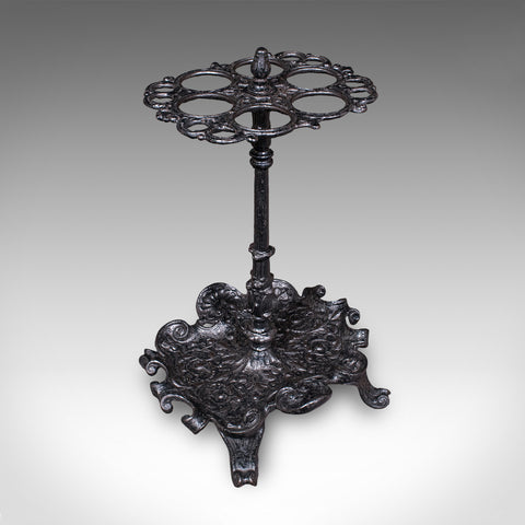 Antique Reception Hall Umbrella Stand, English, Cast Iron, Stick Loop, Victorian