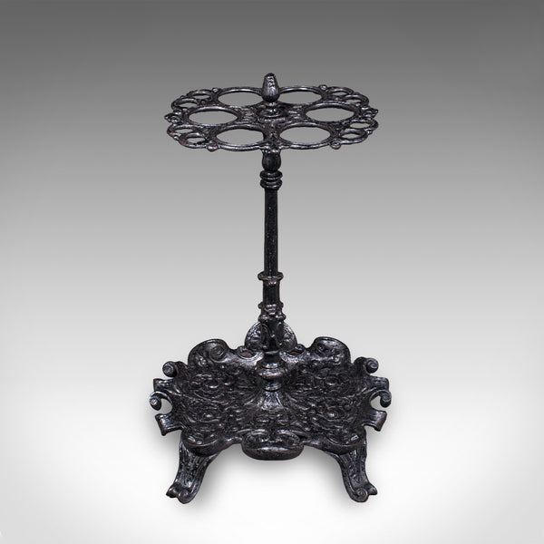 Antique Reception Hall Umbrella Stand, English, Cast Iron, Stick Loop, Victorian