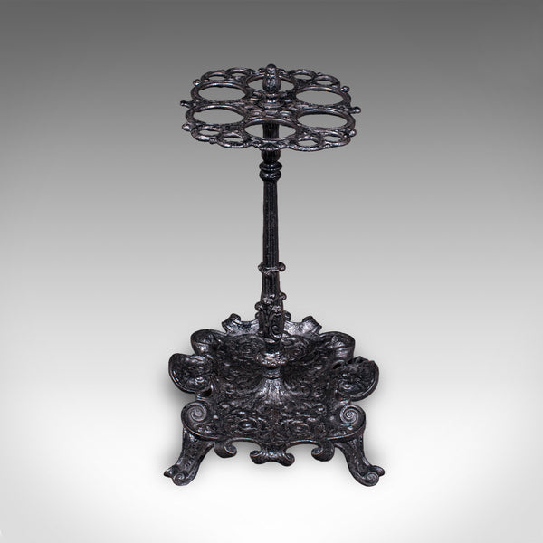Antique Reception Hall Umbrella Stand, English, Cast Iron, Stick Loop, Victorian