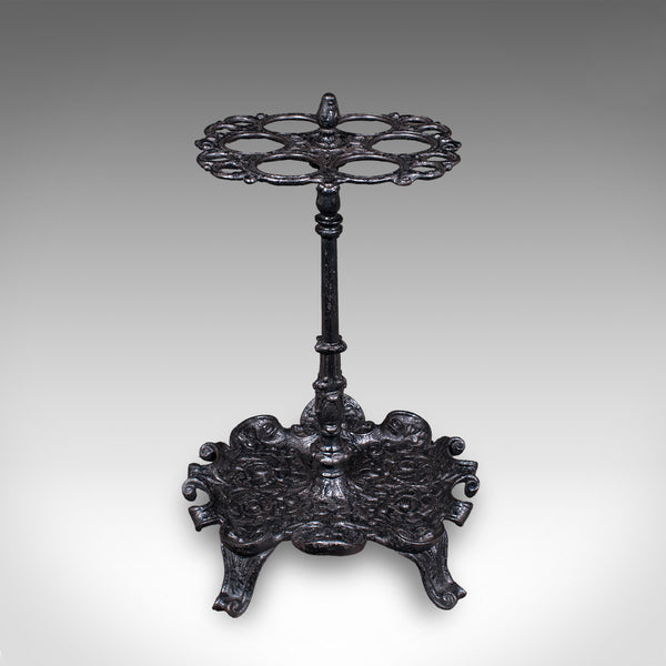 Antique Reception Hall Umbrella Stand, English, Cast Iron, Stick Loop, Victorian