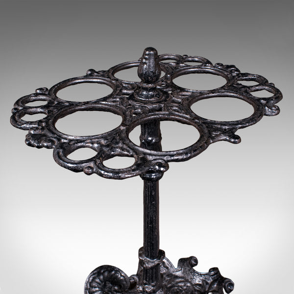 Antique Reception Hall Umbrella Stand, English, Cast Iron, Stick Loop, Victorian