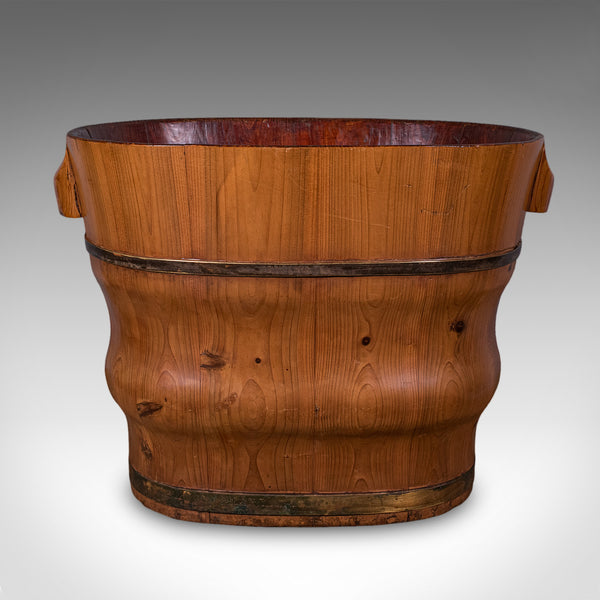 Antique Waste Paper Basket, Dutch, Cedar, Brass, Home Office Bin, Late Victorian