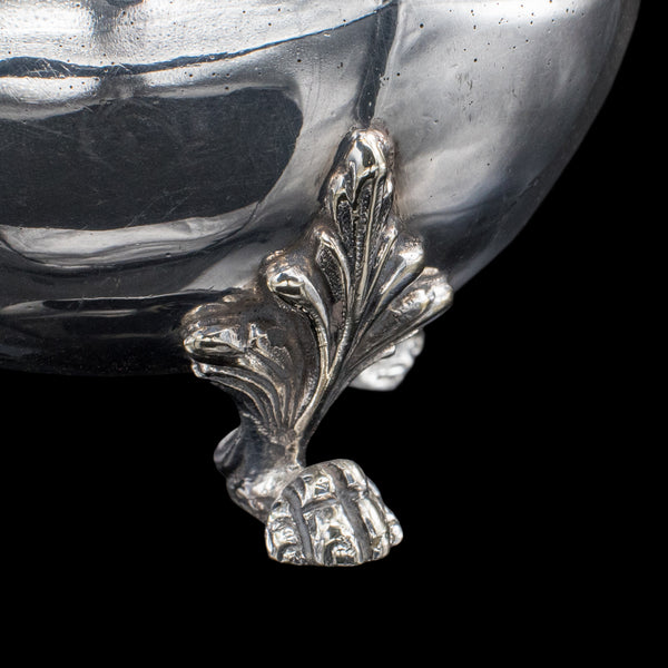 Antique Sugar Bowl, English, Silver Plate, Table Dish, Montieth Style, Victorian
