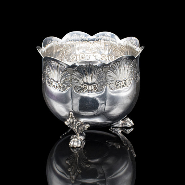 Antique Sugar Bowl, English, Silver Plate, Table Dish, Montieth Style, Victorian