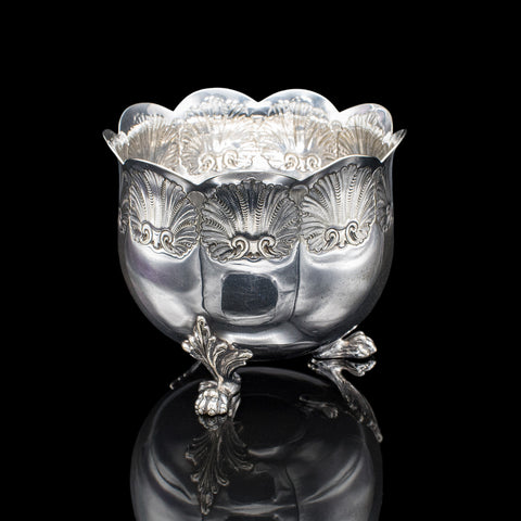 Antique Sugar Bowl, English, Silver Plate, Table Dish, Montieth Style, Victorian