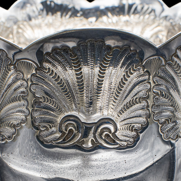 Antique Sugar Bowl, English, Silver Plate, Table Dish, Montieth Style, Victorian