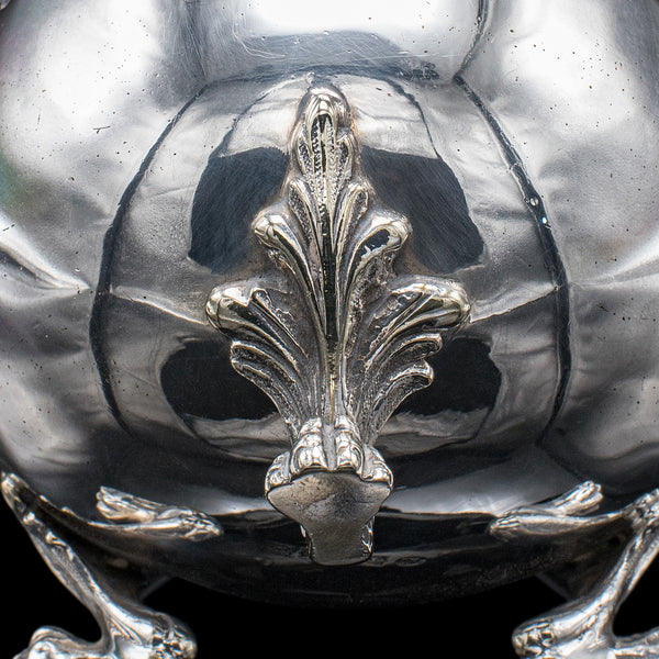 Antique Sugar Bowl, English, Silver Plate, Table Dish, Montieth Style, Victorian