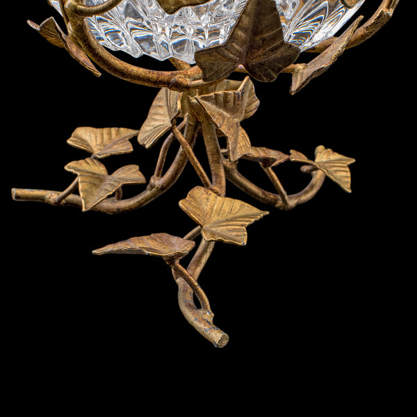 Vintage Potpourri Dish, English, Gilt Metal, Cut Glass, Display Bowl, Bonbons