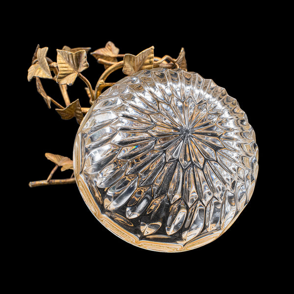 Vintage Potpourri Dish, English, Gilt Metal, Cut Glass, Display Bowl, Bonbons