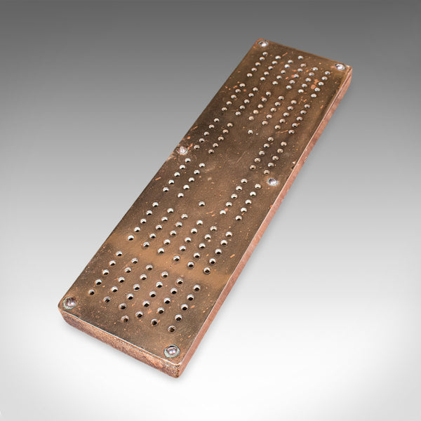 Antique Cribbage Board, English, Bronze, Pine, Gaming Peg Base, Victorian, 1900