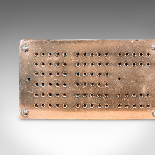 Antique Cribbage Board, English, Bronze, Pine, Gaming Peg Base, Victorian, 1900