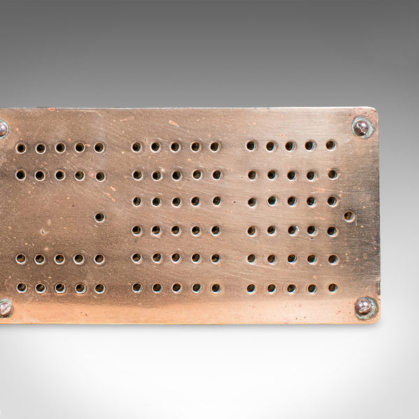 Antique Cribbage Board, English, Bronze, Pine, Gaming Peg Base, Victorian, 1900