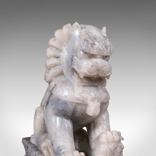 Pair of Antique Guardian Lion Bookends, Oriental Soapstone, Dog of Fo, Victorian