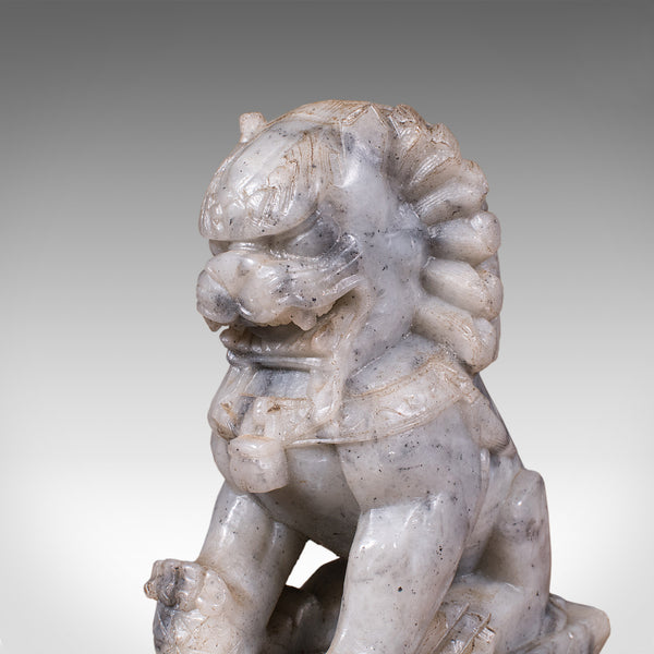 Pair of Antique Guardian Lion Bookends, Oriental Soapstone, Dog of Fo, Victorian