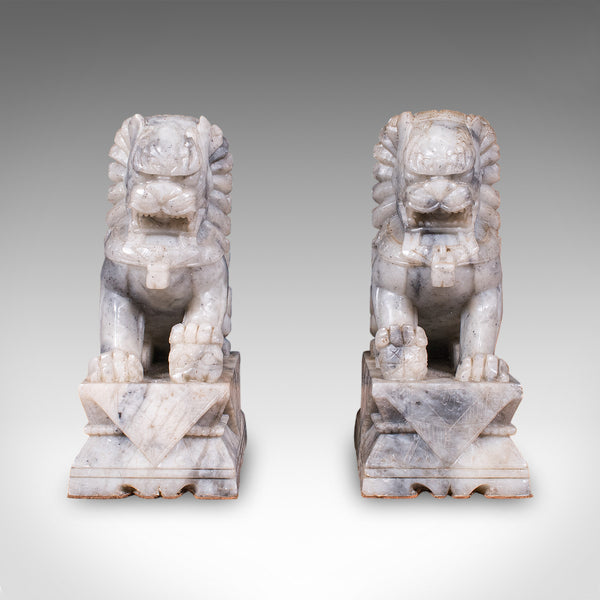 Pair of Antique Guardian Lion Bookends, Oriental Soapstone, Dog of Fo, Victorian