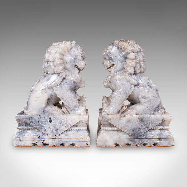 Pair of Antique Guardian Lion Bookends, Oriental Soapstone, Dog of Fo, Victorian