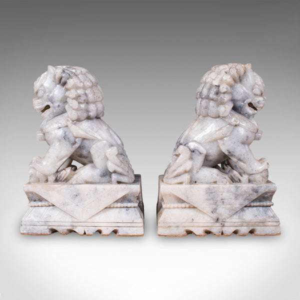 Pair of Antique Guardian Lion Bookends, Oriental Soapstone, Dog of Fo, Victorian