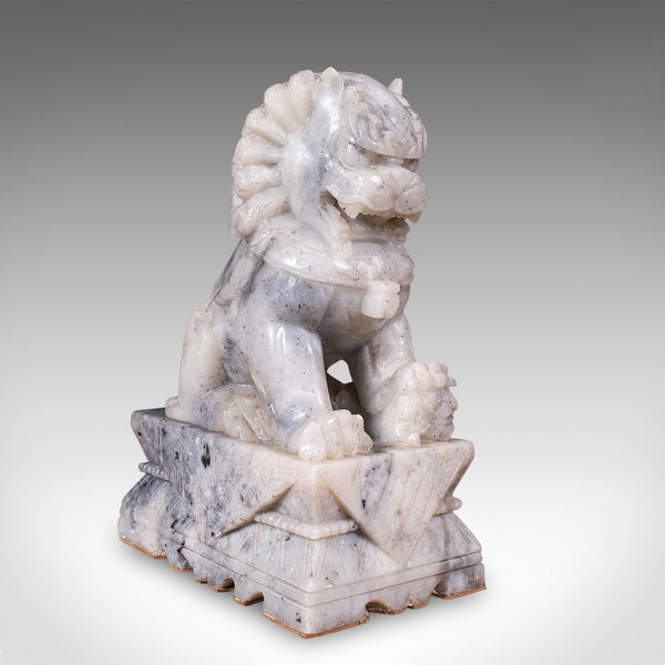 Pair of Antique Guardian Lion Bookends, Oriental Soapstone, Dog of Fo, Victorian