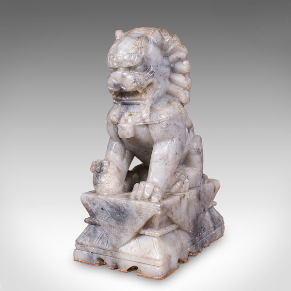 Pair of Antique Guardian Lion Bookends, Oriental Soapstone, Dog of Fo, Victorian