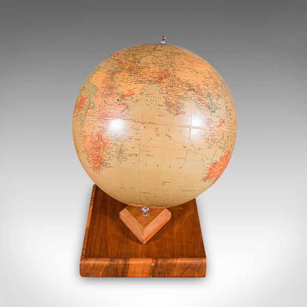 Vintage Table Globe & Atlas, English, World Map, Philips Challenge, Mid Century