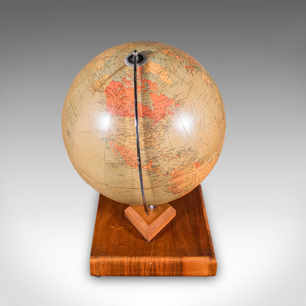 Vintage Table Globe & Atlas, English, World Map, Philips Challenge, Mid Century