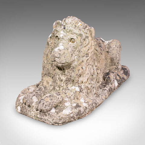 Heavy Vintage Cornish Country House Lion Ornament, English, Stone, Garden Figure