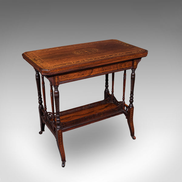 Antique Fold Over Card Table, English, Games, Bridge, Sofa, Victorian, C.1880