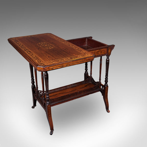 Antique Fold Over Card Table, English, Games, Bridge, Sofa, Victorian, C.1880